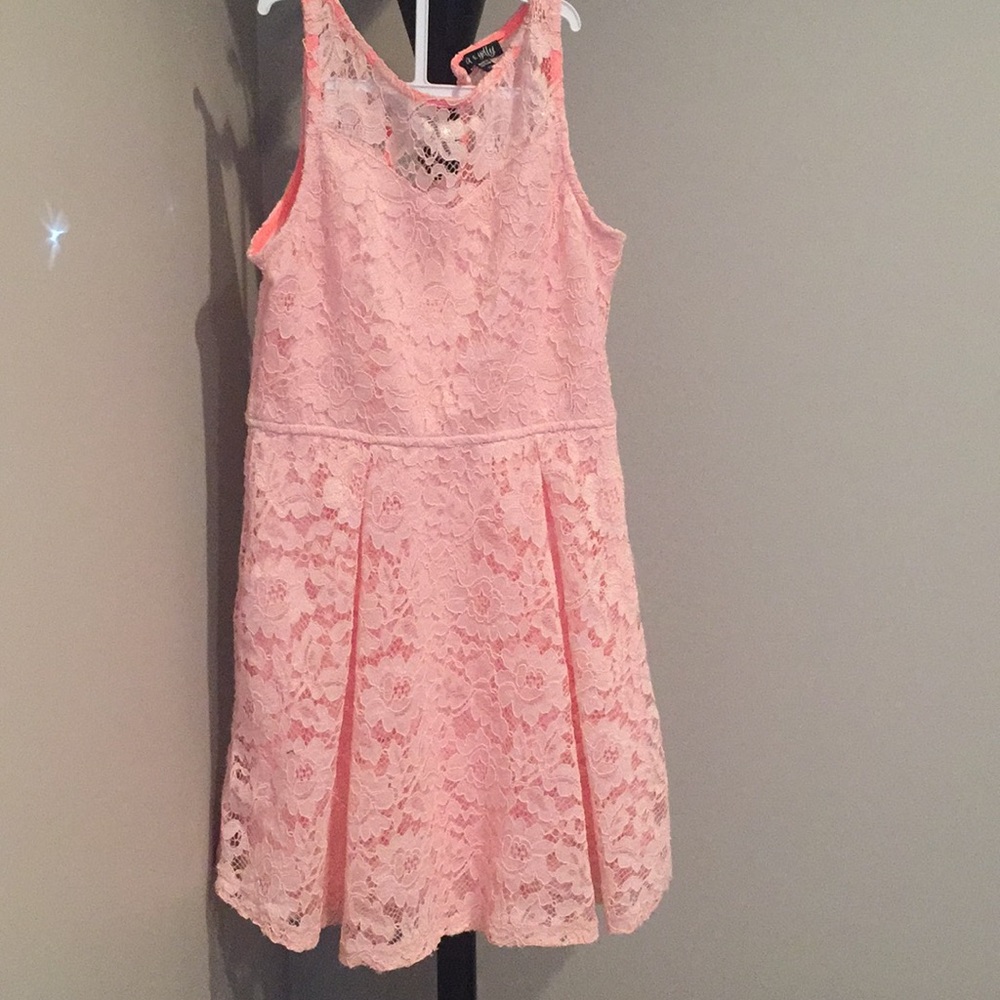 Ava and yelly pink lace dress